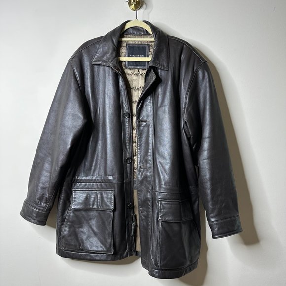 Marc New York Andrew Marc Brown Leather Jacket Men's Medium - Picture 2 of 7
